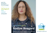 Porträt von Nadine Bongard mit Logo von Wir kaufen anders