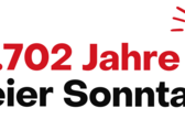 Text auf weißem Grund: 1702 Jahre Freier Sonntag mit Herz